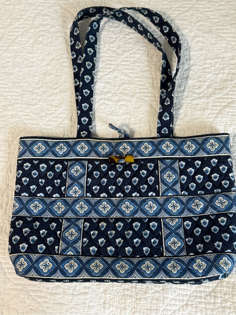 Vera Bradley Navy and Light Blue Quilted Tote